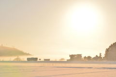 朝日の雪原