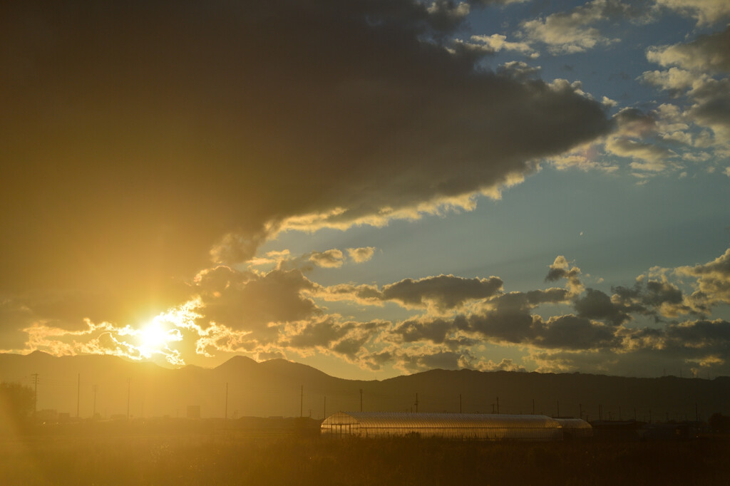 晩秋の夕陽