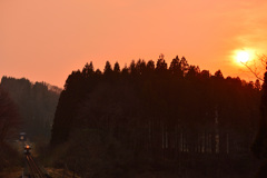 無人駅夕景