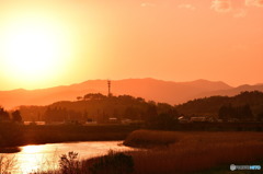 春の夕日