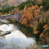 晩秋　第一只見川橋梁