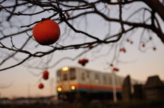 晩秋　山形鉄道　四季の郷付近