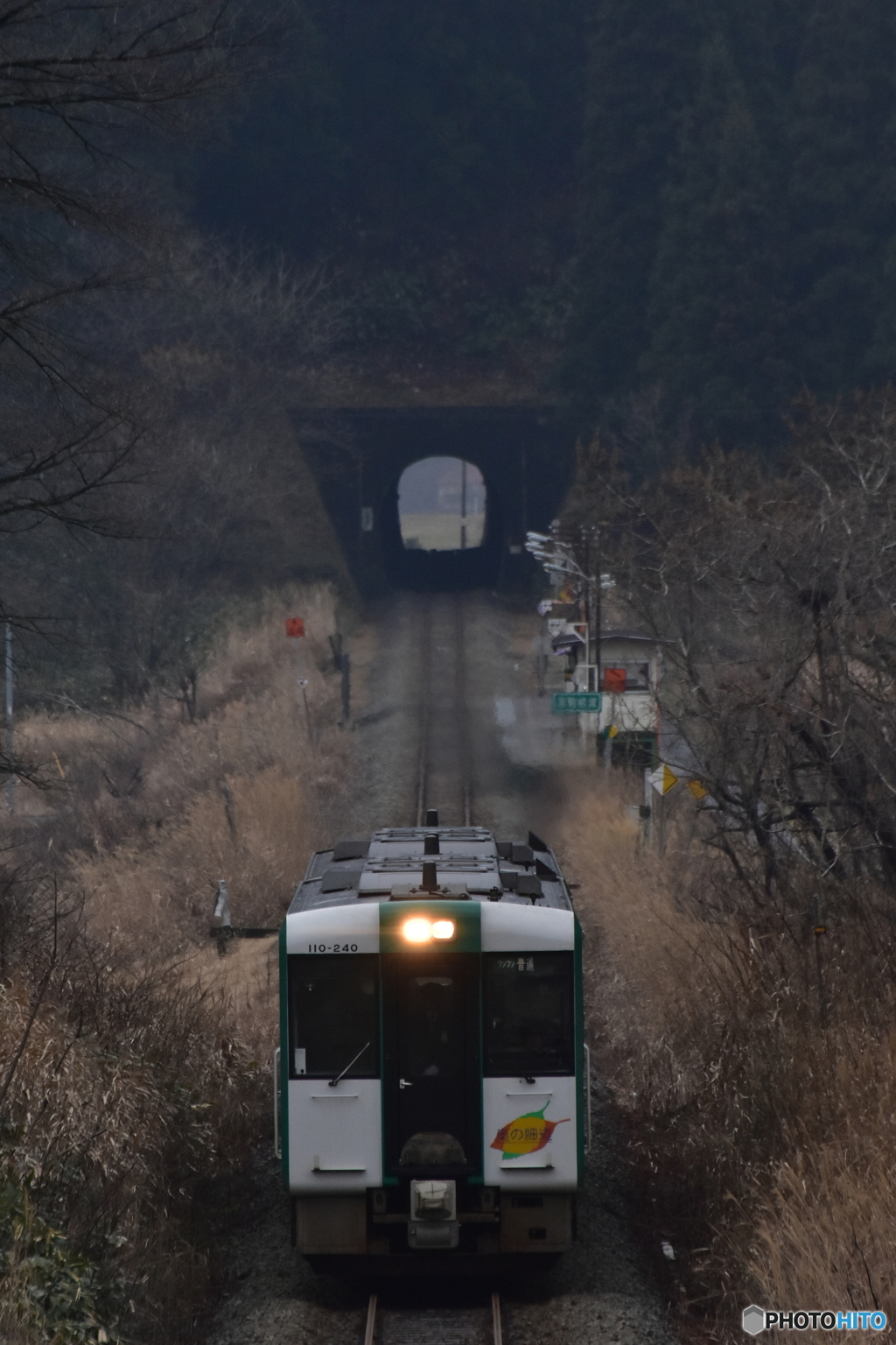 冷たい雨の陸羽西線