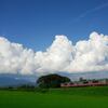 入道雲と緑の田んぼ