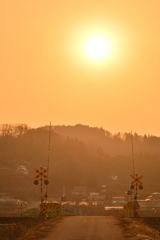 春の夕日
