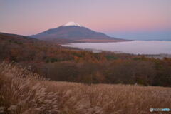 霧の山中湖と秋の富士