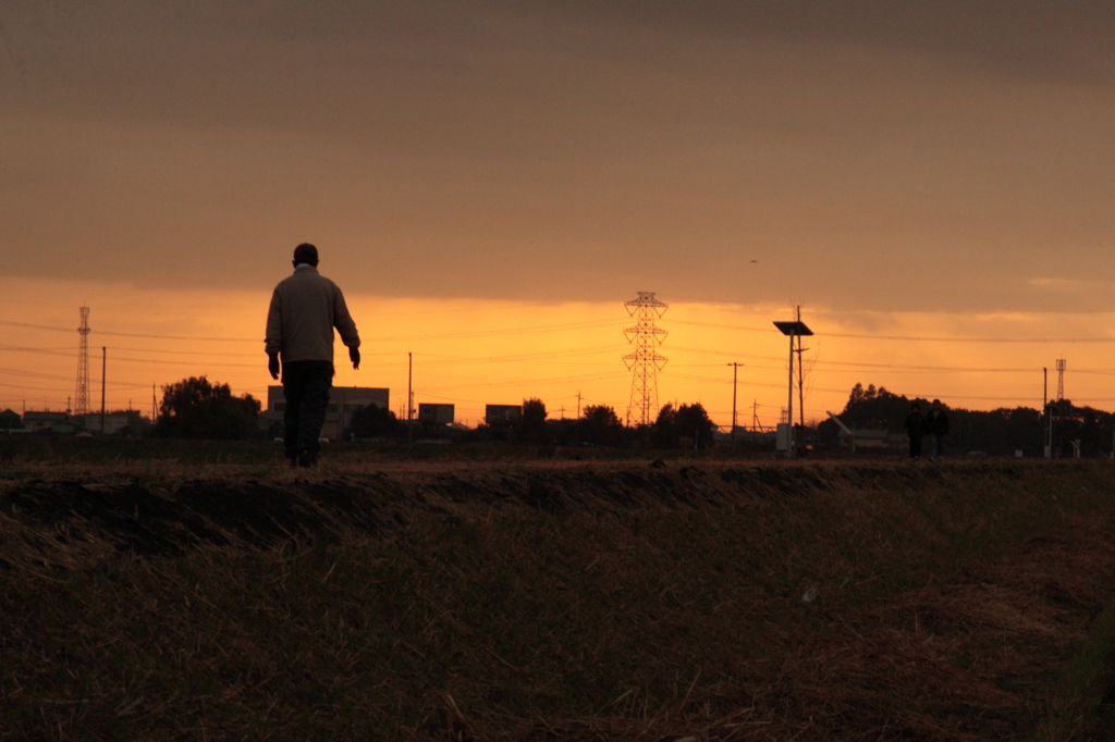 朝焼けに向かって