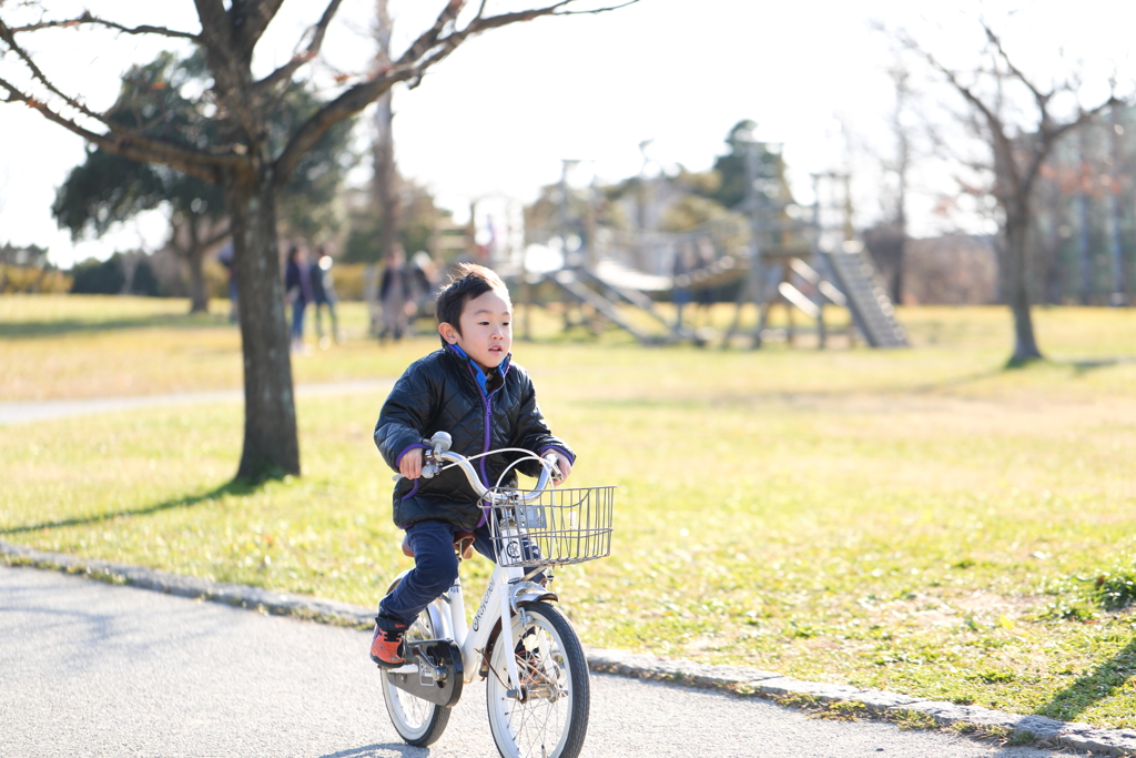 自転車練習中