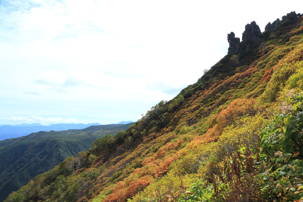 色付き始めの山