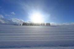 Blue sky,white hill