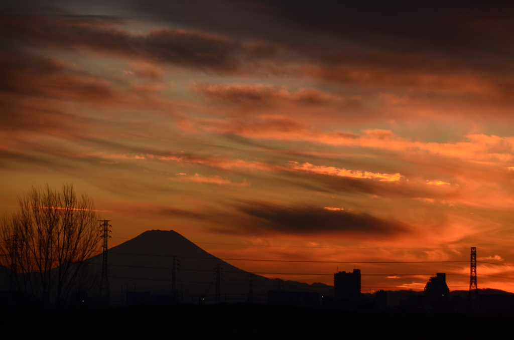 秋ヶ瀬の夕景