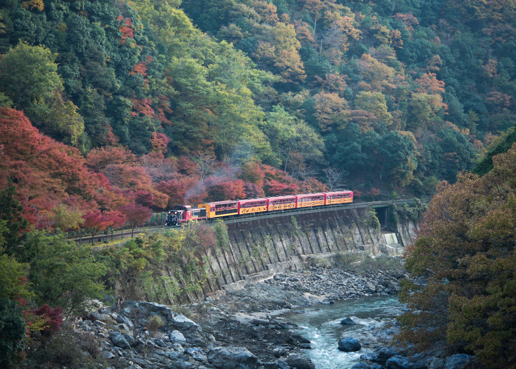保津峡のトロッコ