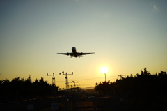 boing 767-300 夕刻のランディング