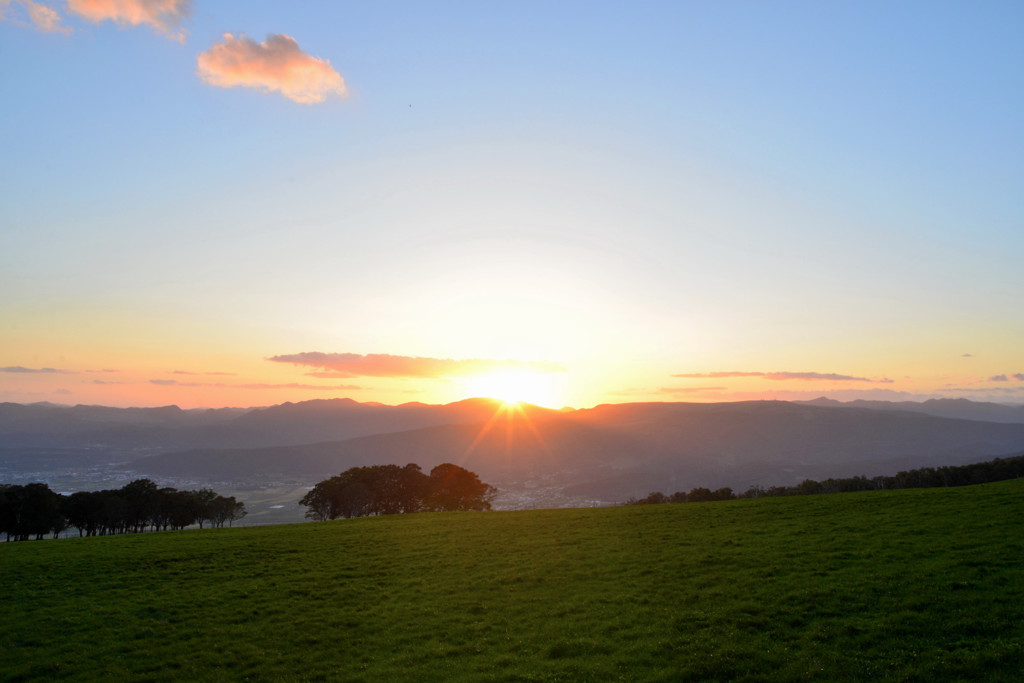 牧場からの夕日