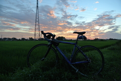 田舎と自転車と朝陽