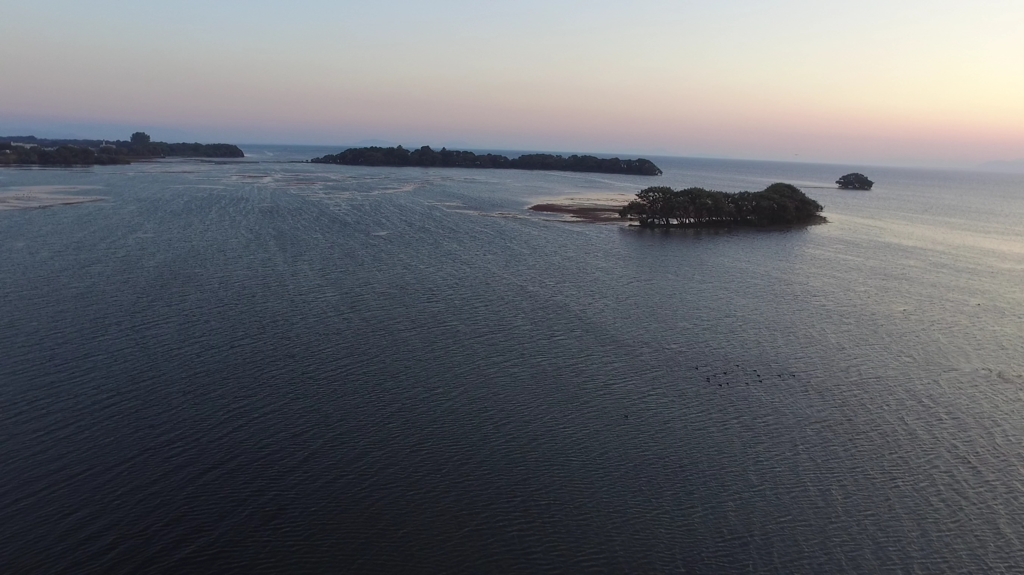 ドロンで空撮　滋賀県湖北町の夕暮れ　その2