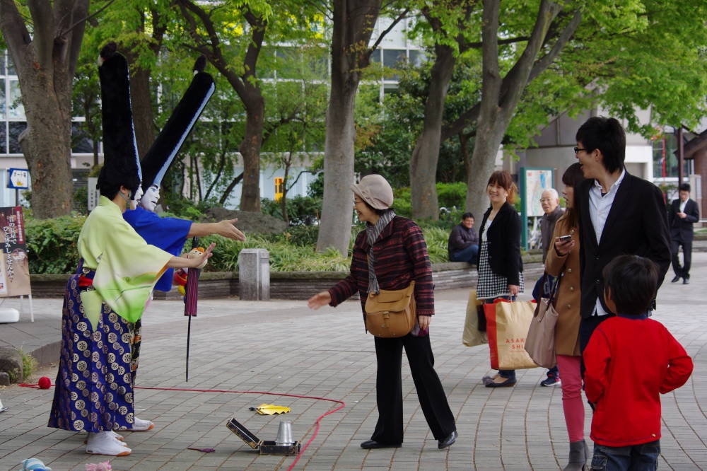 大道芸人と笑顔