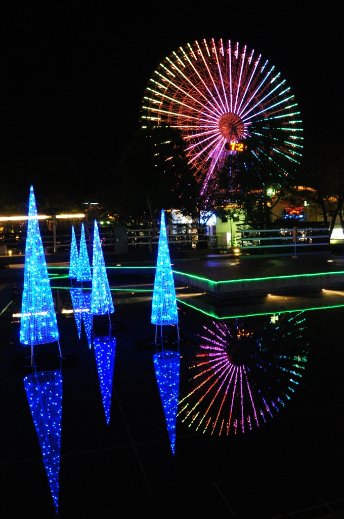 Lights reflected on the water