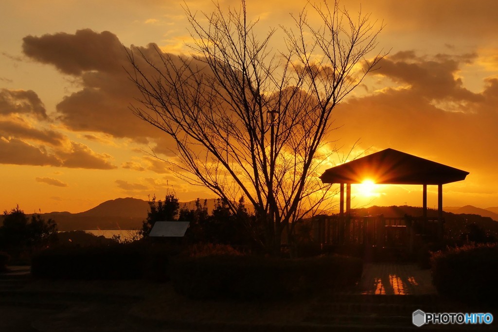 的矢湾大橋展望台夕景