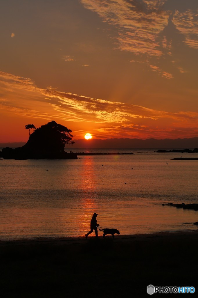 すずめ島夕景