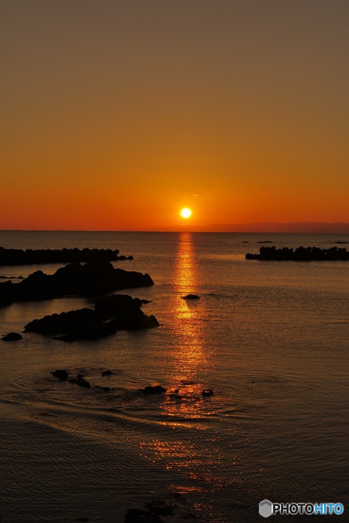 越賀浜夕景