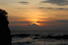 富士に沈む夕陽④