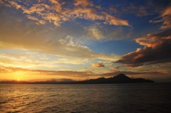 津軽海峡の夕陽