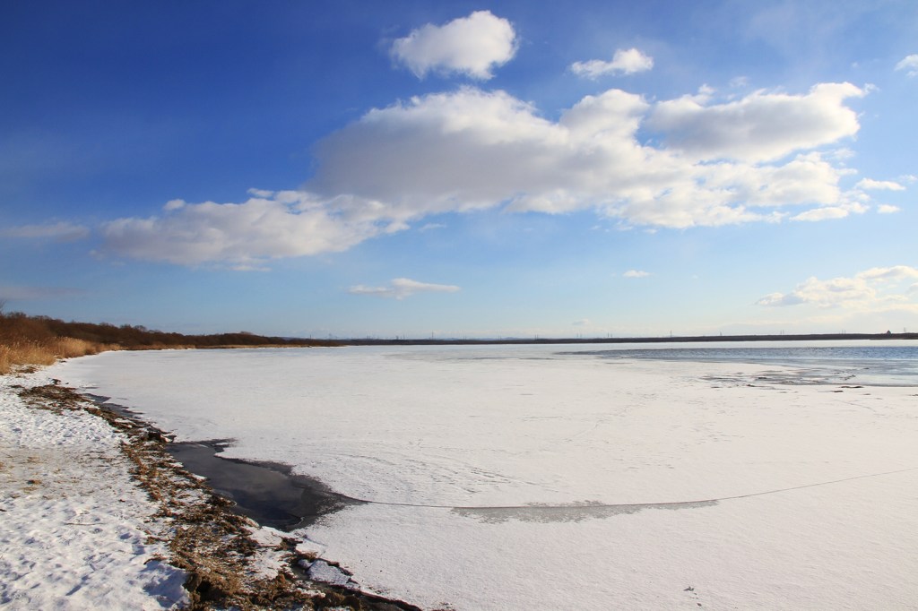 極寒のウトナイ湖