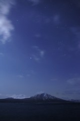 風不死岳と樽前山とオリオン