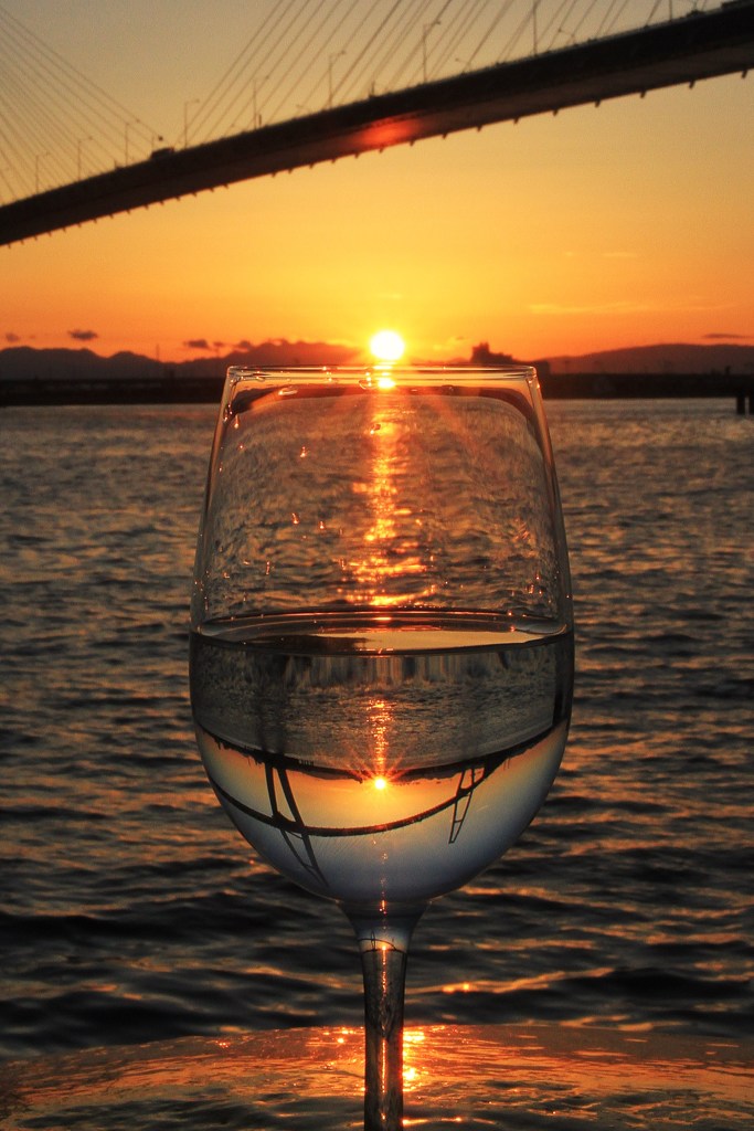 Sunset in the glass