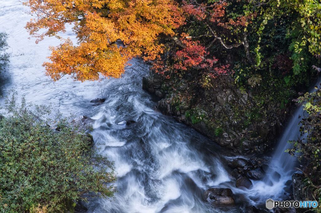 紅葉と滝