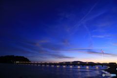竹島の夕暮れと花火