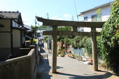 裏通りを抜け、鳥居のある道に出た