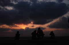 寒いけど夕日