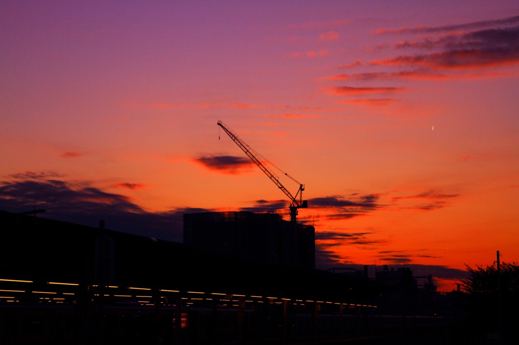 夕焼けの中で