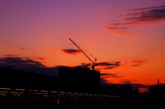 夕焼けの中で