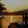 檜原湖の夕日
