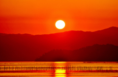 卯月最後の夕日