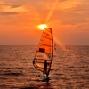 Sunset of windsurfing