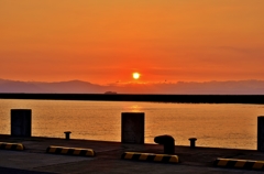 彦根港埠頭夕景