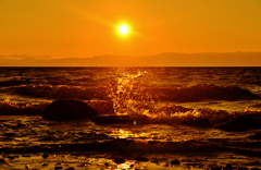 びわ湖の夕陽