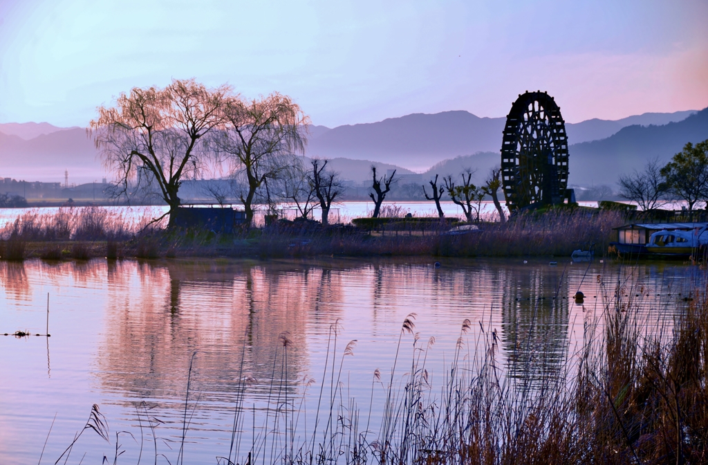 能登川水車春風景