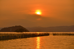 湖北の夕陽