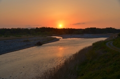 野洲川の夕日