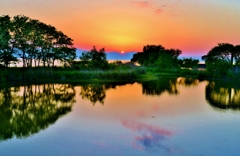 水辺の夕景