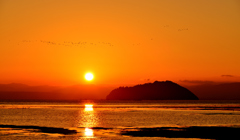 秋麗夕日