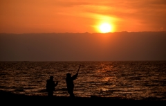 夕陽に戯れて