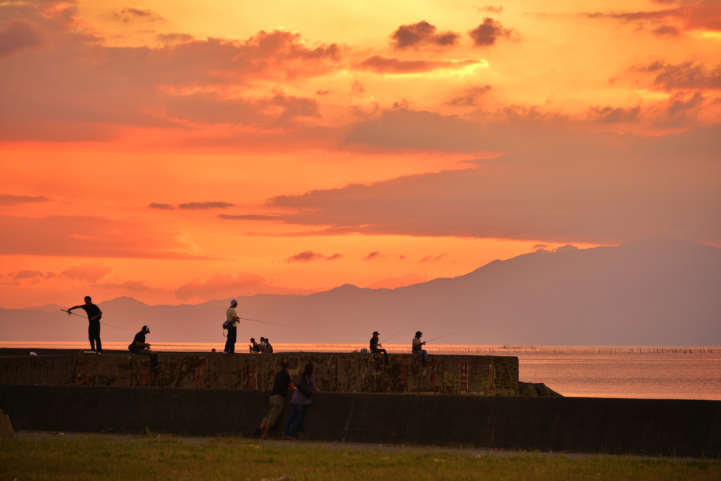 夕暮の太公望