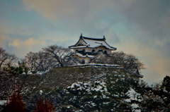 初雪の彦根城