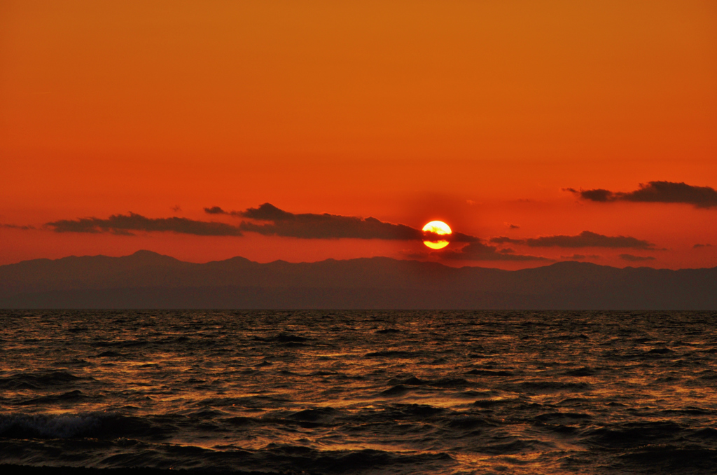 春夕の湖